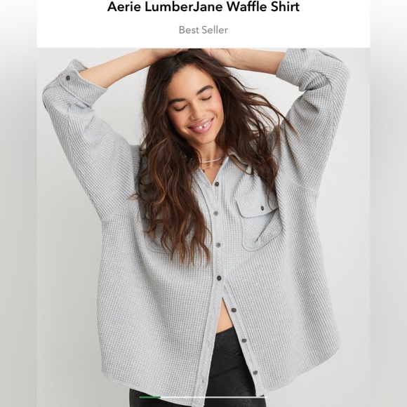 SOLD AERIE “Lumber Jane” Waffle Shirt - Picture 2 of 3